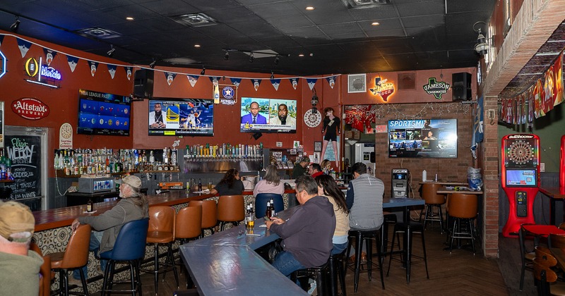 Interior, bar area, wide view