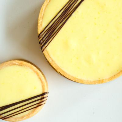 Large and small lemon tart.