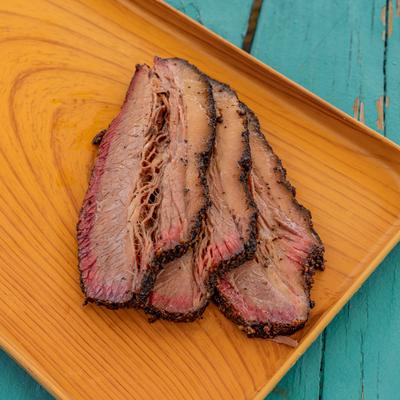 Sliced brisket meat.