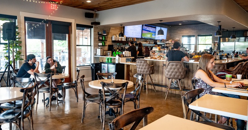 Interior, wide view to diner and bar area