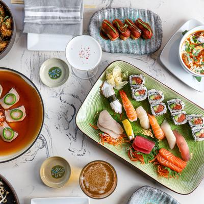 Served food on the table.