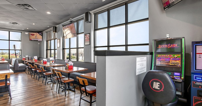 Interior, seating area, game machines