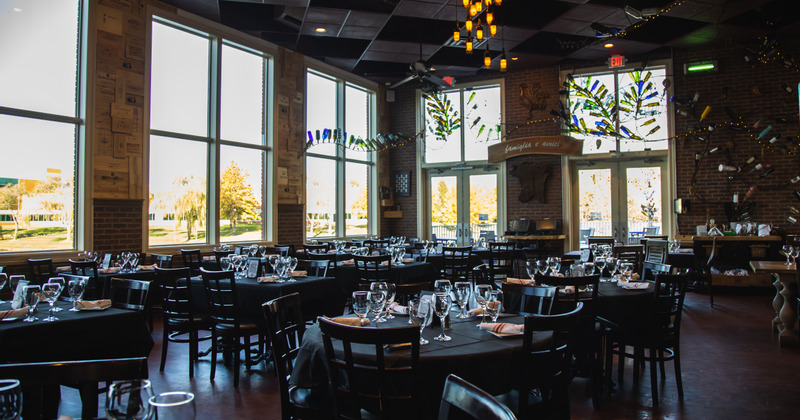 Restaurant interior, tables ready for guests
