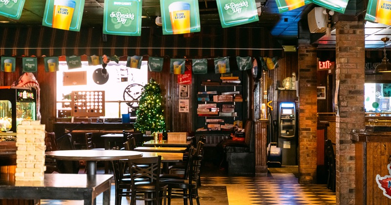 Interior, tables and chairs in dining area