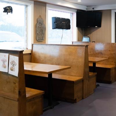 Dining area, booth tables.