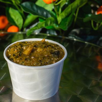 Green dish with spices