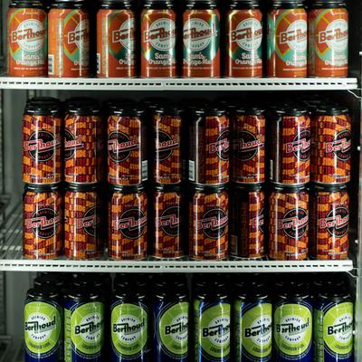 Canned drinks in the refrigerator.