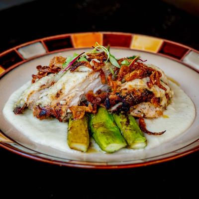 Zaatar Chicken with roasted asparagus.