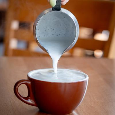 Preparation of cappuccino.