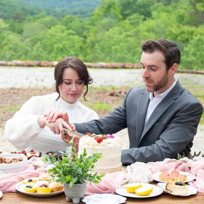 People dining outside.
