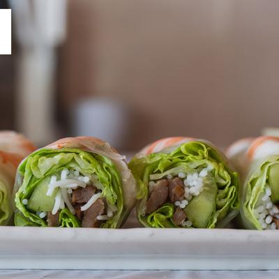 Spring rolls, close up.