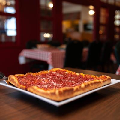 Tomato and Cheese Square Pizza.