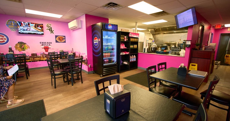 Interior, wide view, dining area