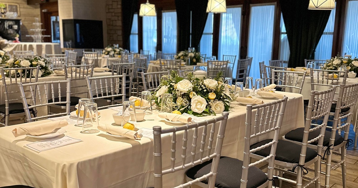 Interior, dining area, tables ready for guests