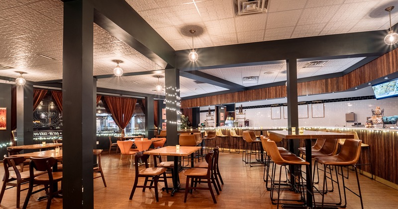 Restaurant interior, seating area