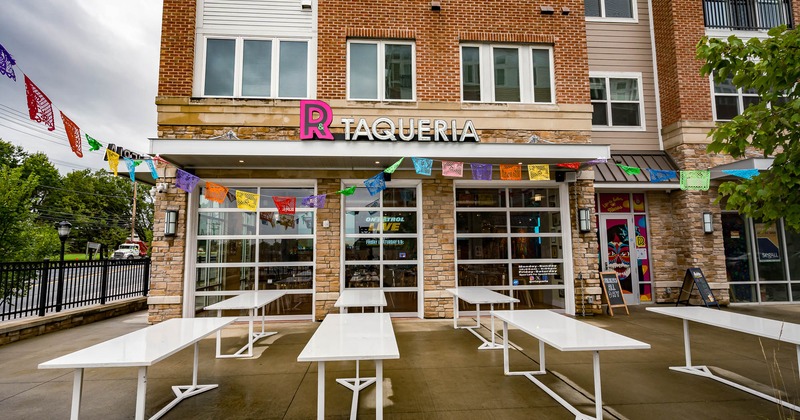 Exterior, seating area in front of the restaurant