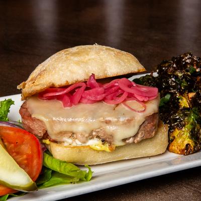 Perfect Tuna Sandwich with fried brussels sprouts.