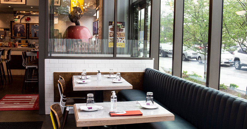Interior, tables lined up