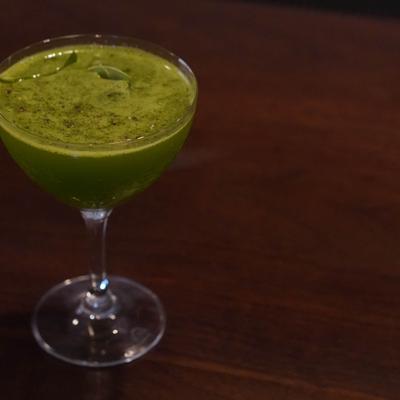 Green cocktail drink.