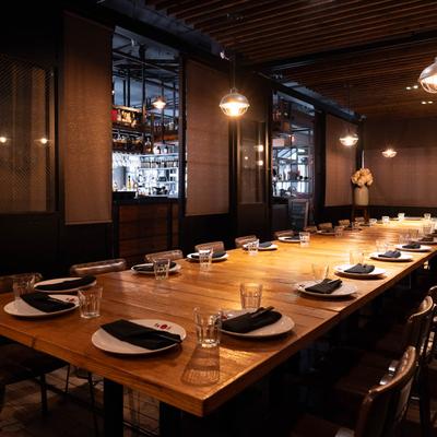 A long dining table.