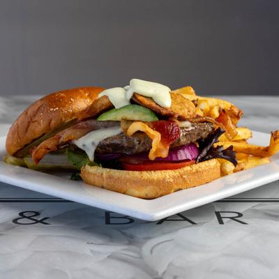 Bottle cap burger, served.