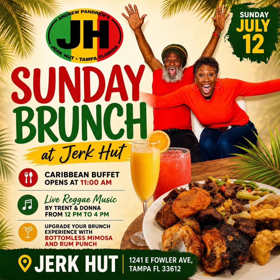 🌴 Sunday Brunch at Jerk Hut | Live Reggae with Trent & Donna 🎶 event photo
