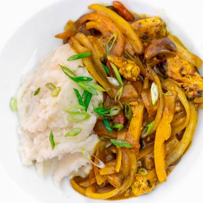 Chicken Curry with mashed potatoes.
