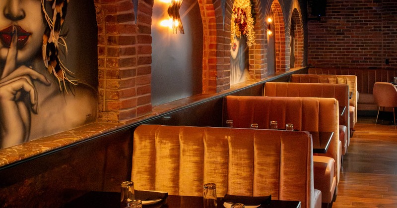 Interior, booths near the wall