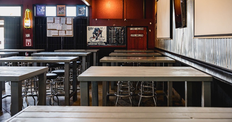Interior, bar tables and stools