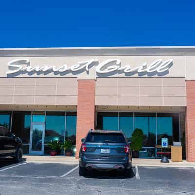 Exterior, restaurant parking lot.