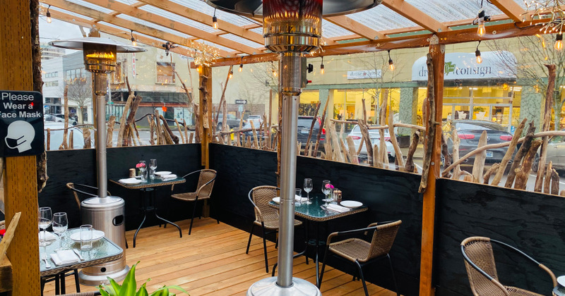 Covered outdoor seating area