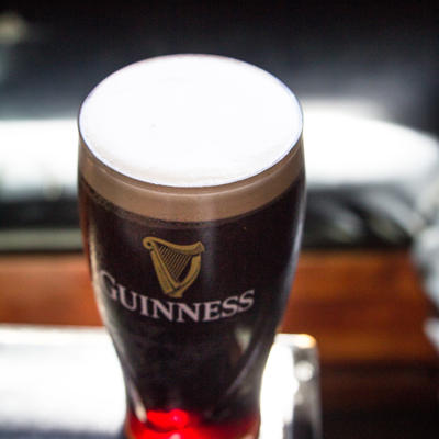 Pint of guinness shot from above