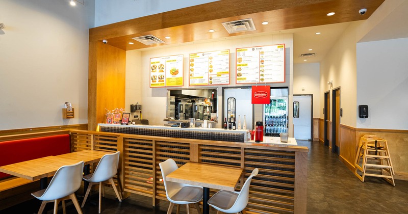 Dining tables by the counter