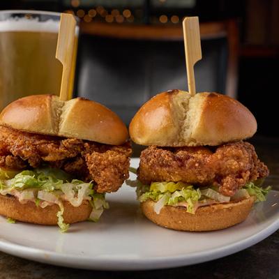 Fried chicken burgers.