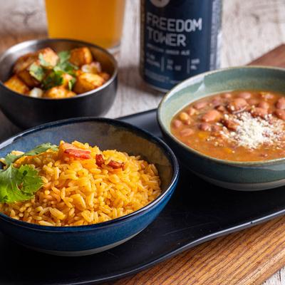 Rice and beans sides.