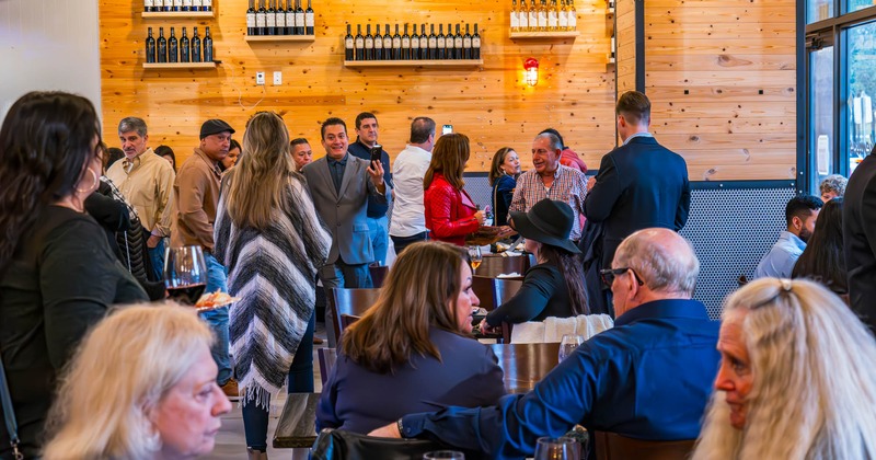 Interior, crowded seating area