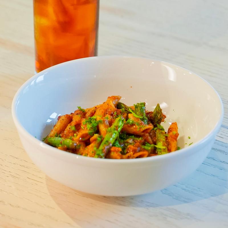 RED PEPPER PESTO WITH ASPARAGUS photo