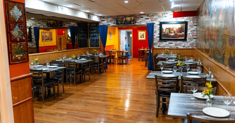 Interior, wide shot of dining area