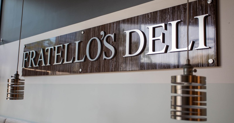 Interior, restaurant sign on the wall