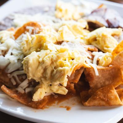 Homemade chilaquiles.