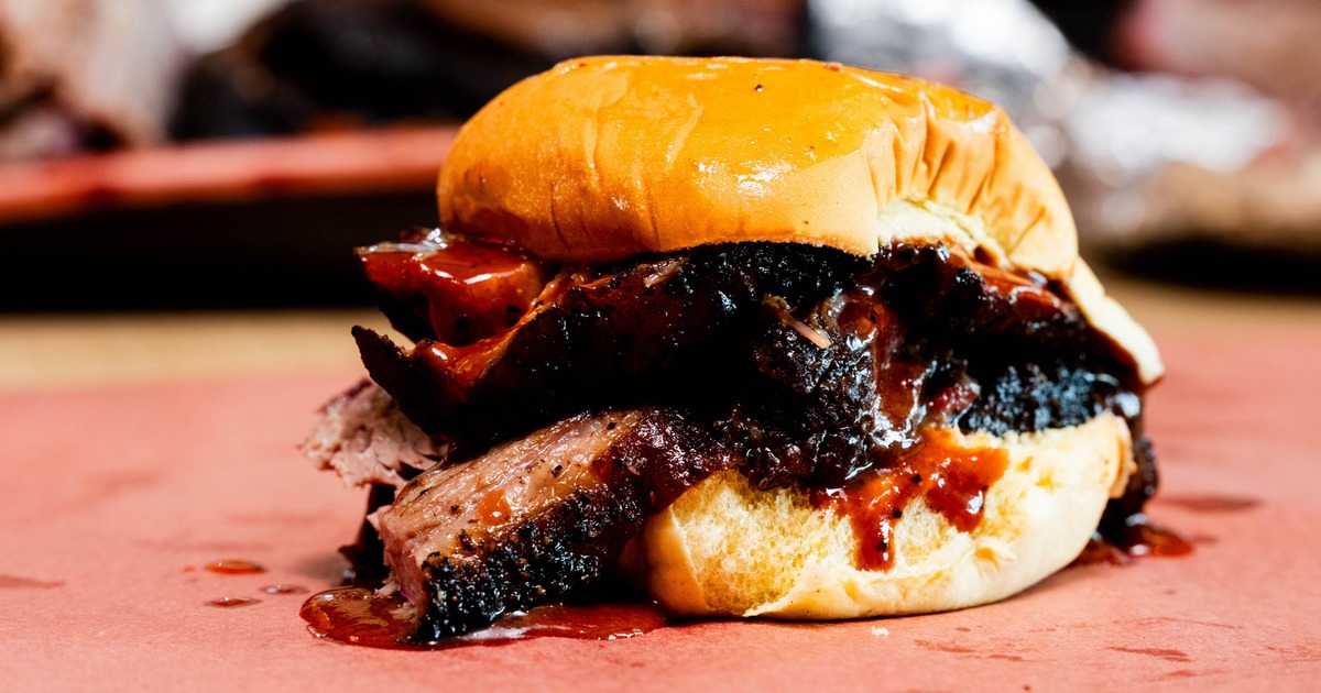 Smoked meat, angled view