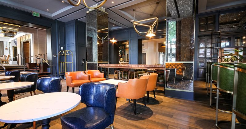 Interior, tables lined up