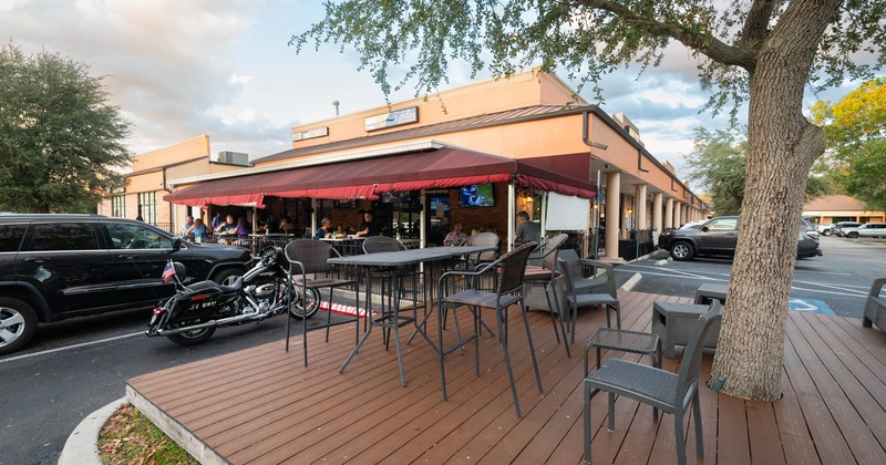 Exterior, seating area and parking lot