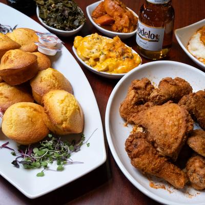 Served food on the table.