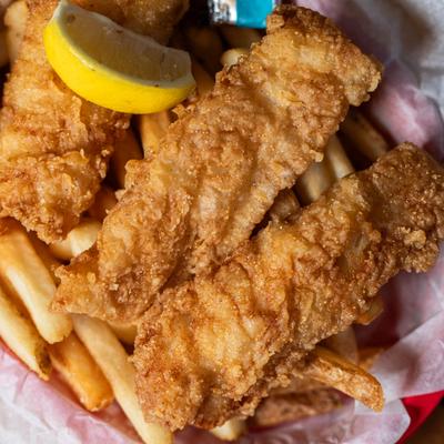 Fried fish and fries.