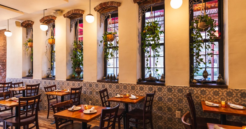 Interior dining area, tables for two