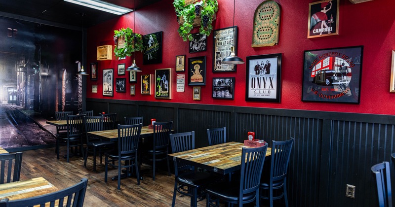 Interior, tables and chairs