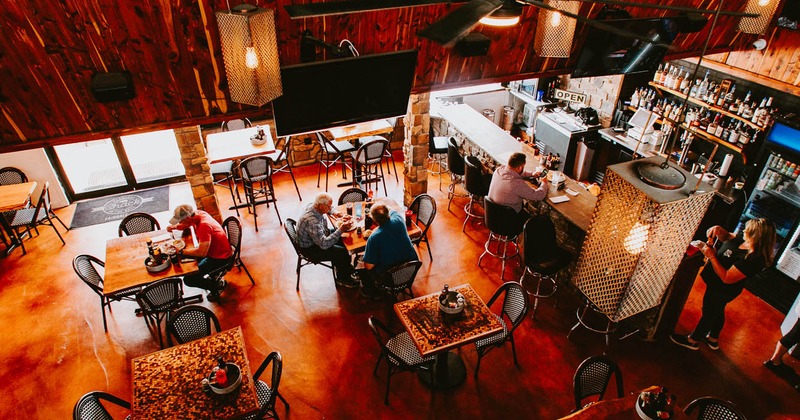 Interior, wide view, dining area