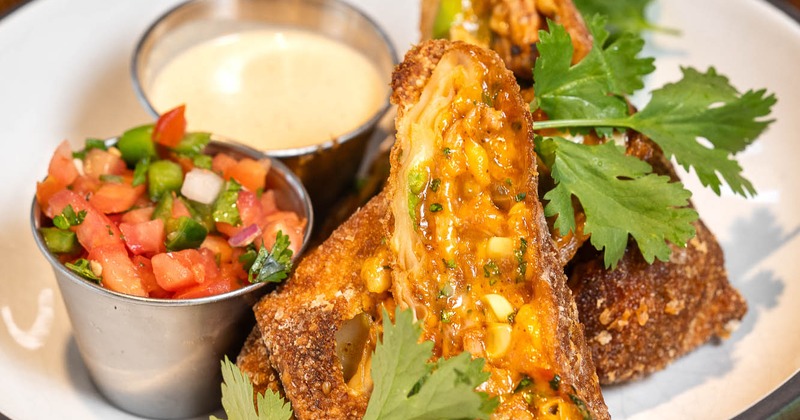 Chips, Baja Trio, and margaritas, top view