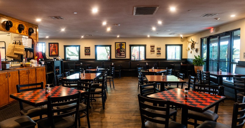Interior, tables and chairs